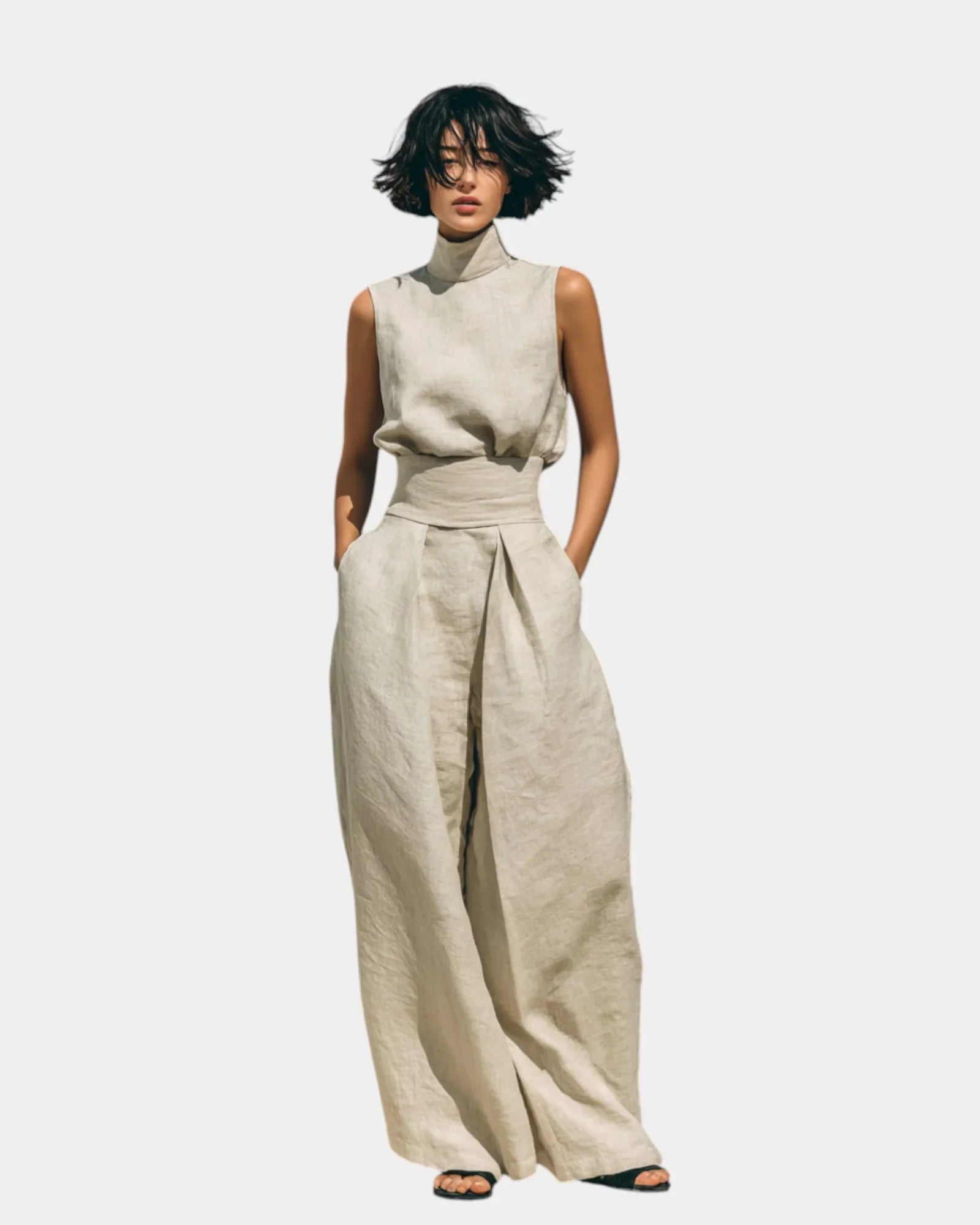 Falyne | Minimalist Tank Top and Wide Leg Trousers Set