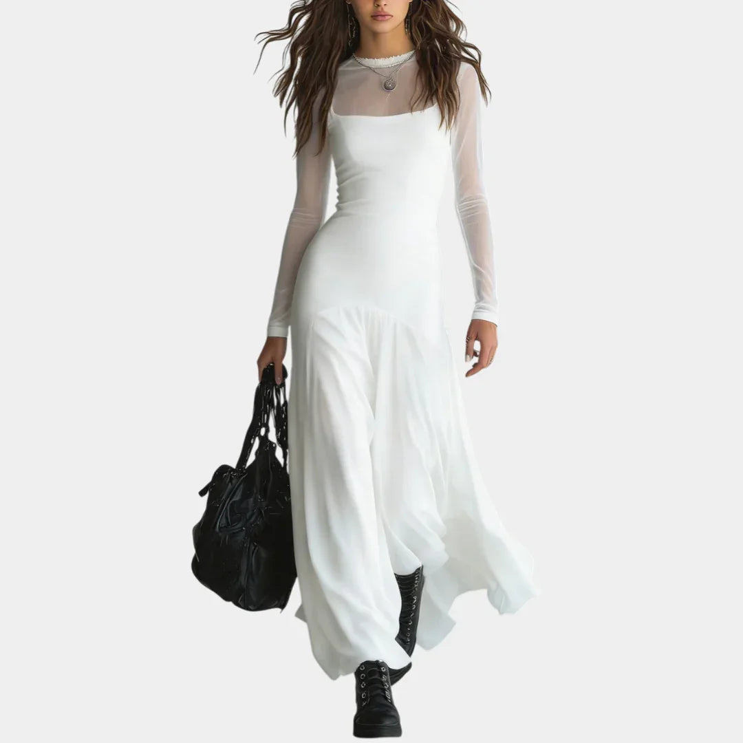 Lunaria | Long Black Tulle Dress with Ethereal Charm