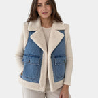 Sylianne | Gilet en denim vintage avec doublure en fourrure