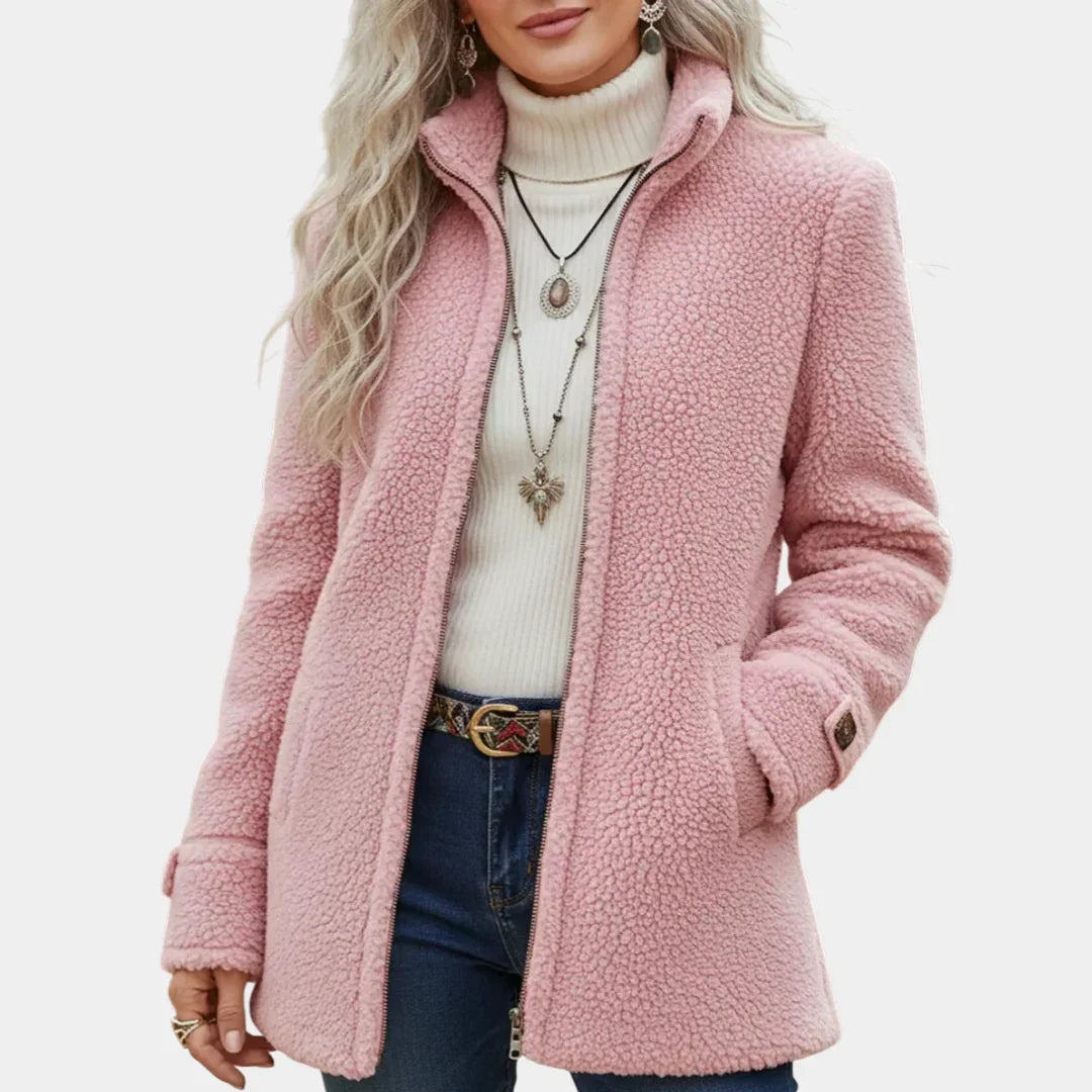 Annelies | Soft mid-length coat with zip closure