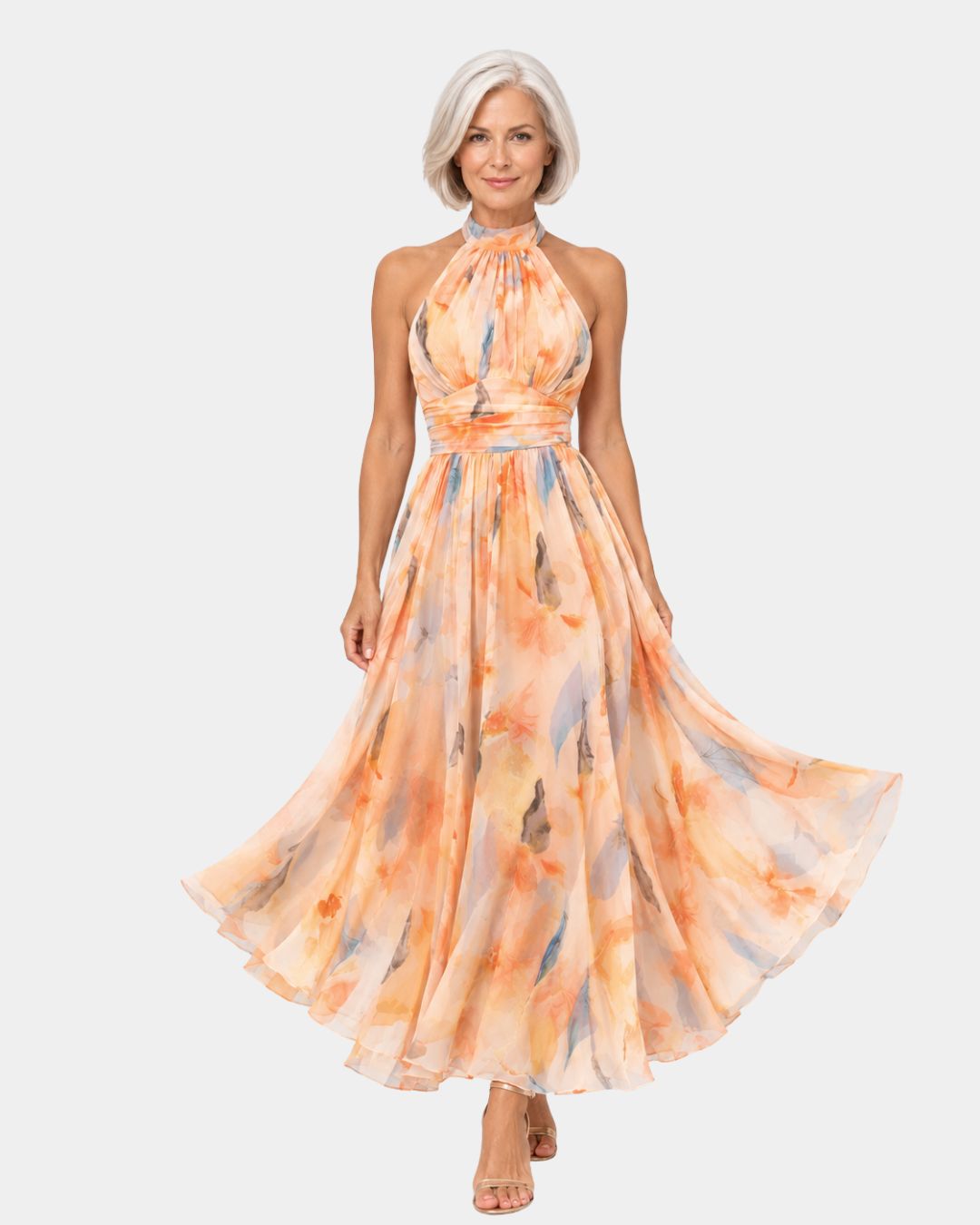Louna | Halter-Neck Watercolour Print Dress