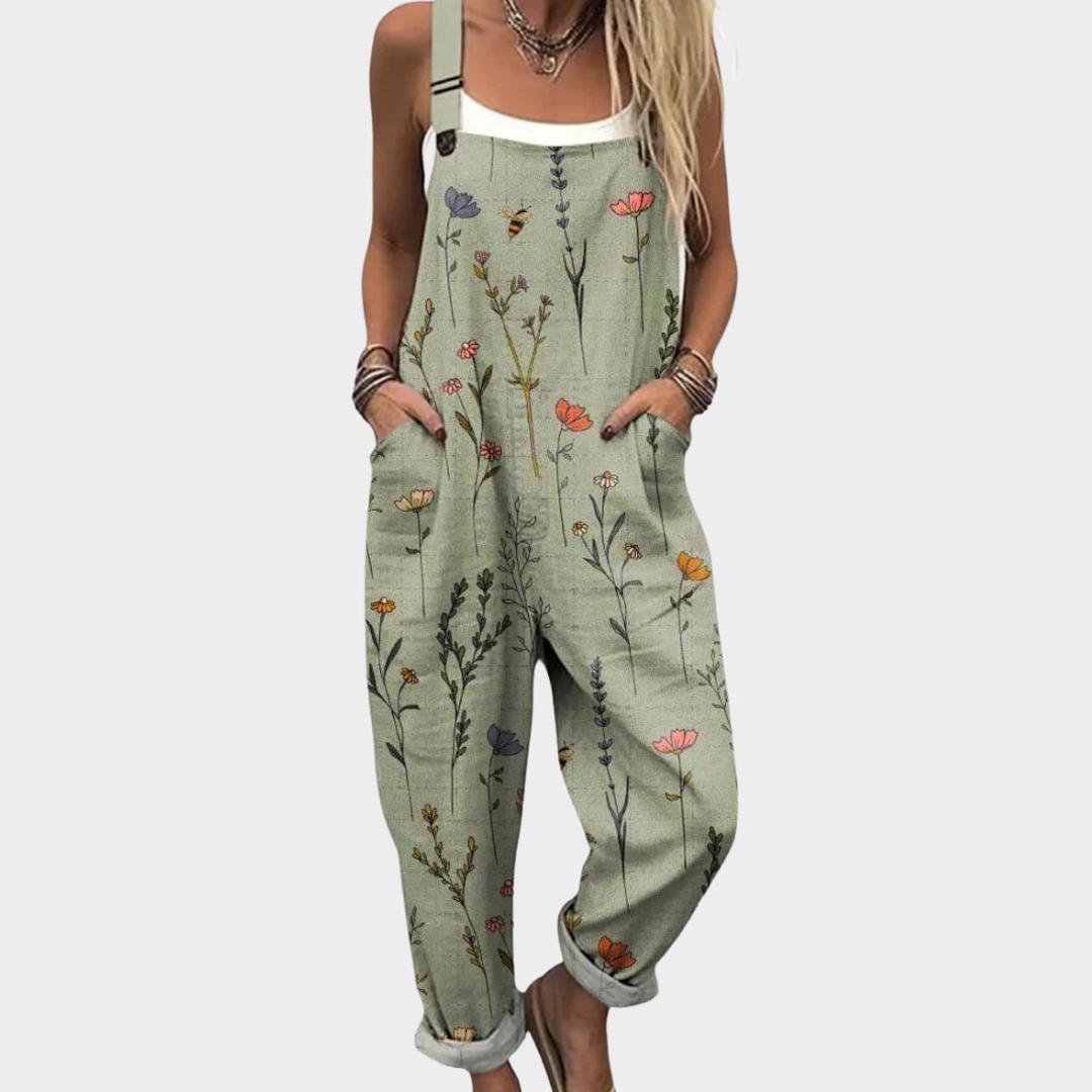 Claire | Bright Country Sage Floral Jumpsuit