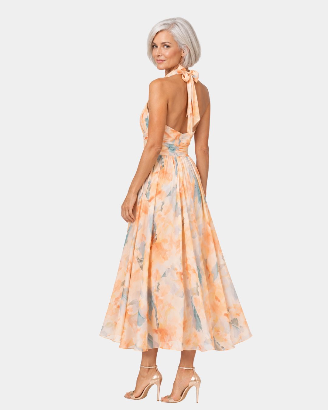 Louna | Halter-Neck Watercolour Print Dress