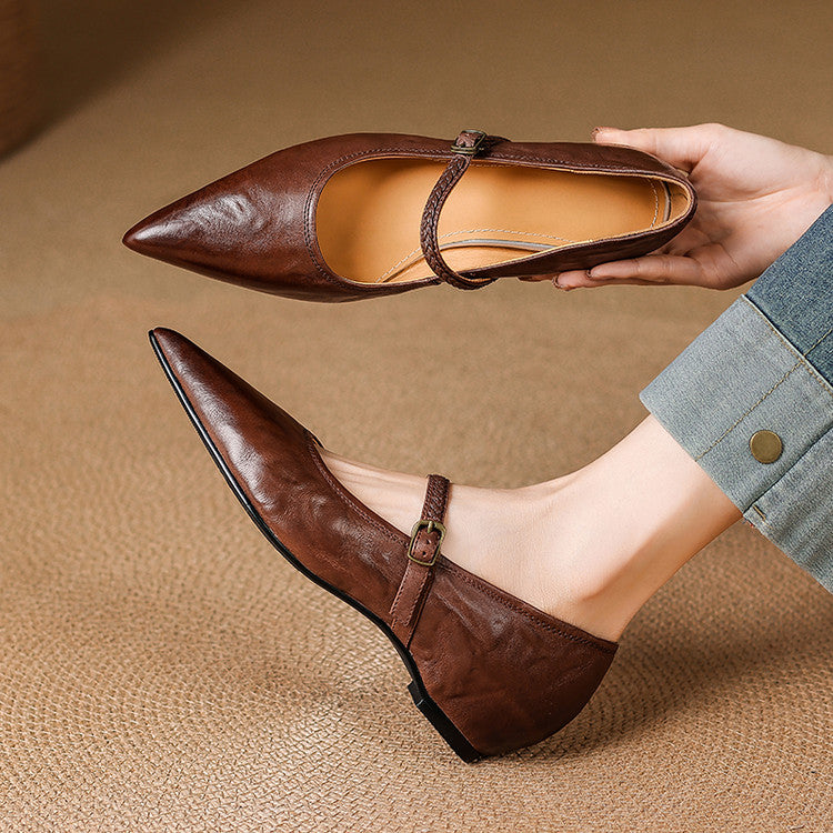 Joria | Women's Pointed-Toe Mary Jane Court Shoes