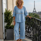 Good | Fresh set with matching blouse and trousers
