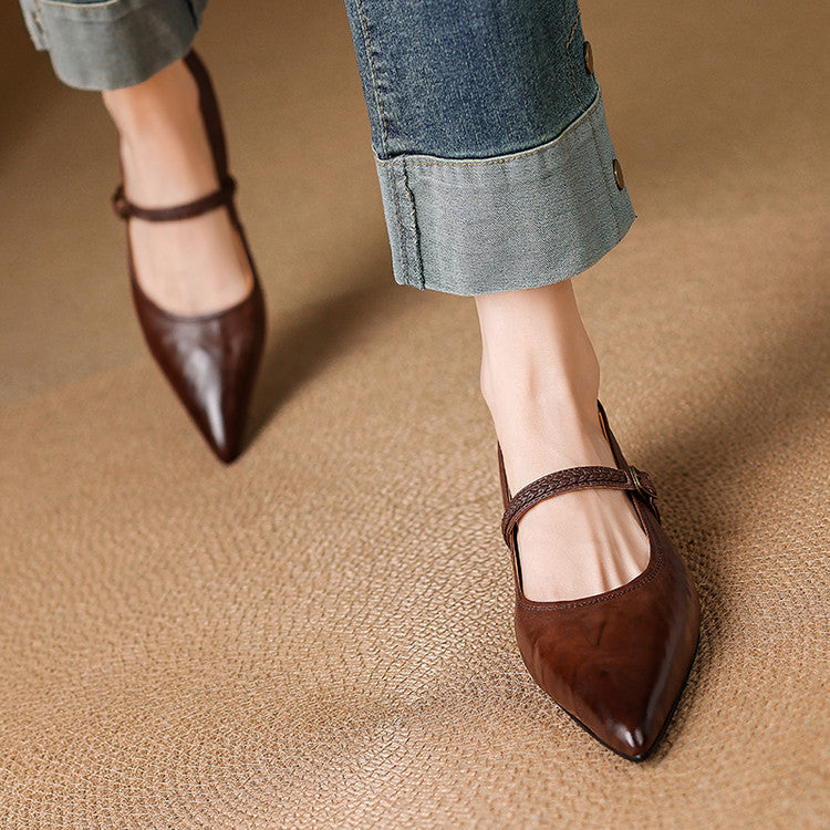 Joria | Women's Pointed-Toe Mary Jane Court Shoes