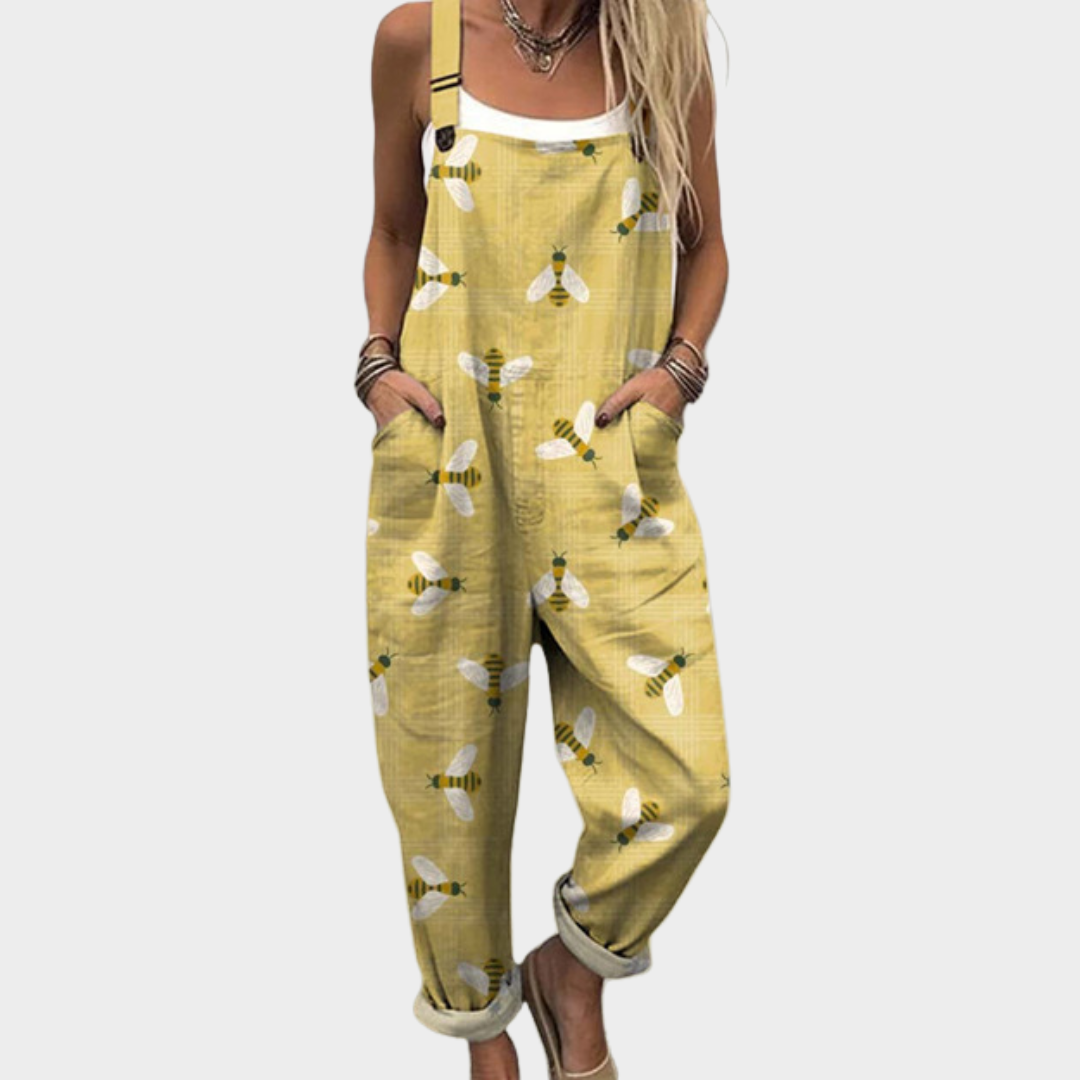 Élodie | Bright Sunlit Bee-Print Jumpsuit