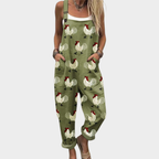 Lucienne | Natural Country Cockerel-Print Jumpsuit
