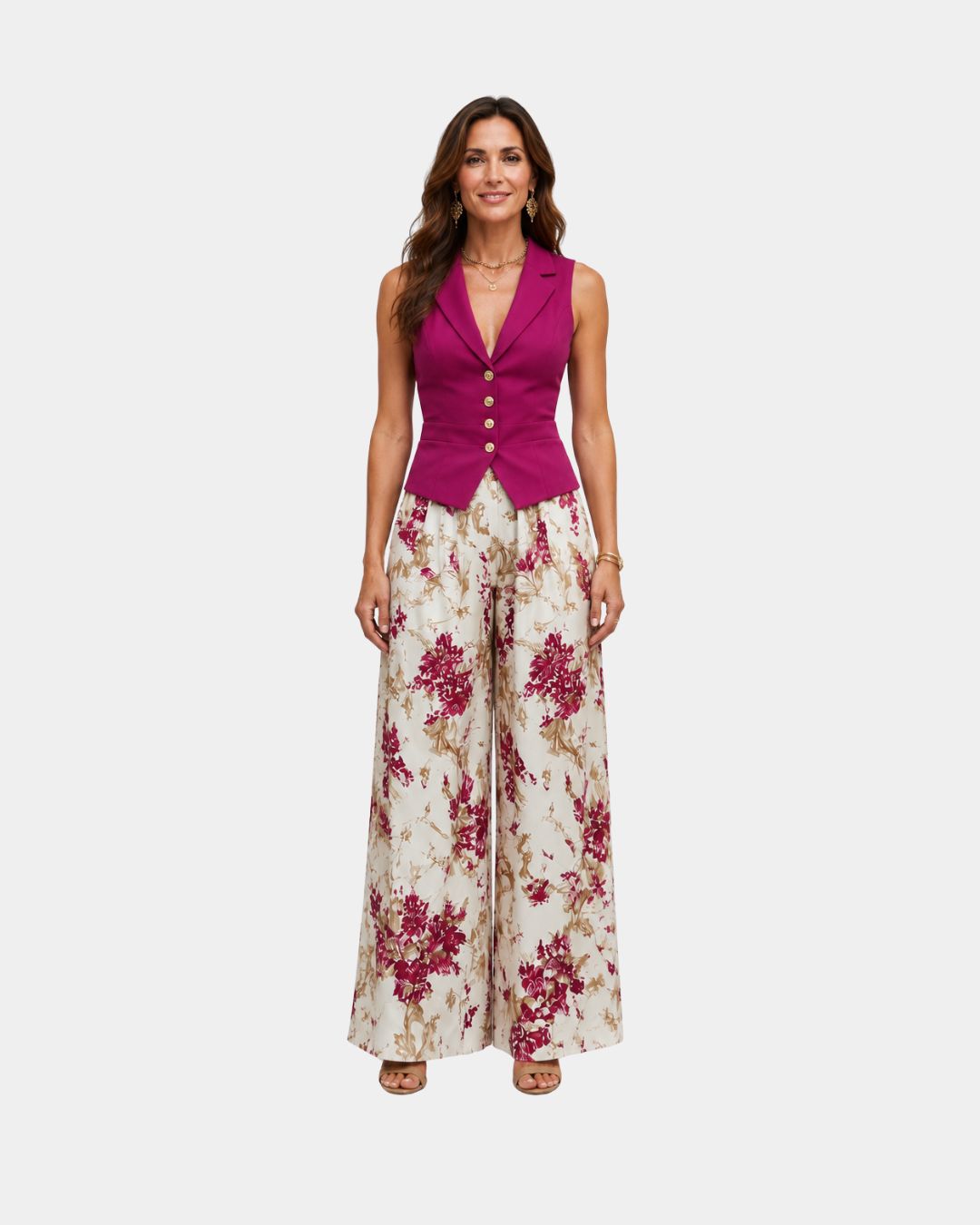 Alixène | Sleeveless Top and Floral Trousers Set
