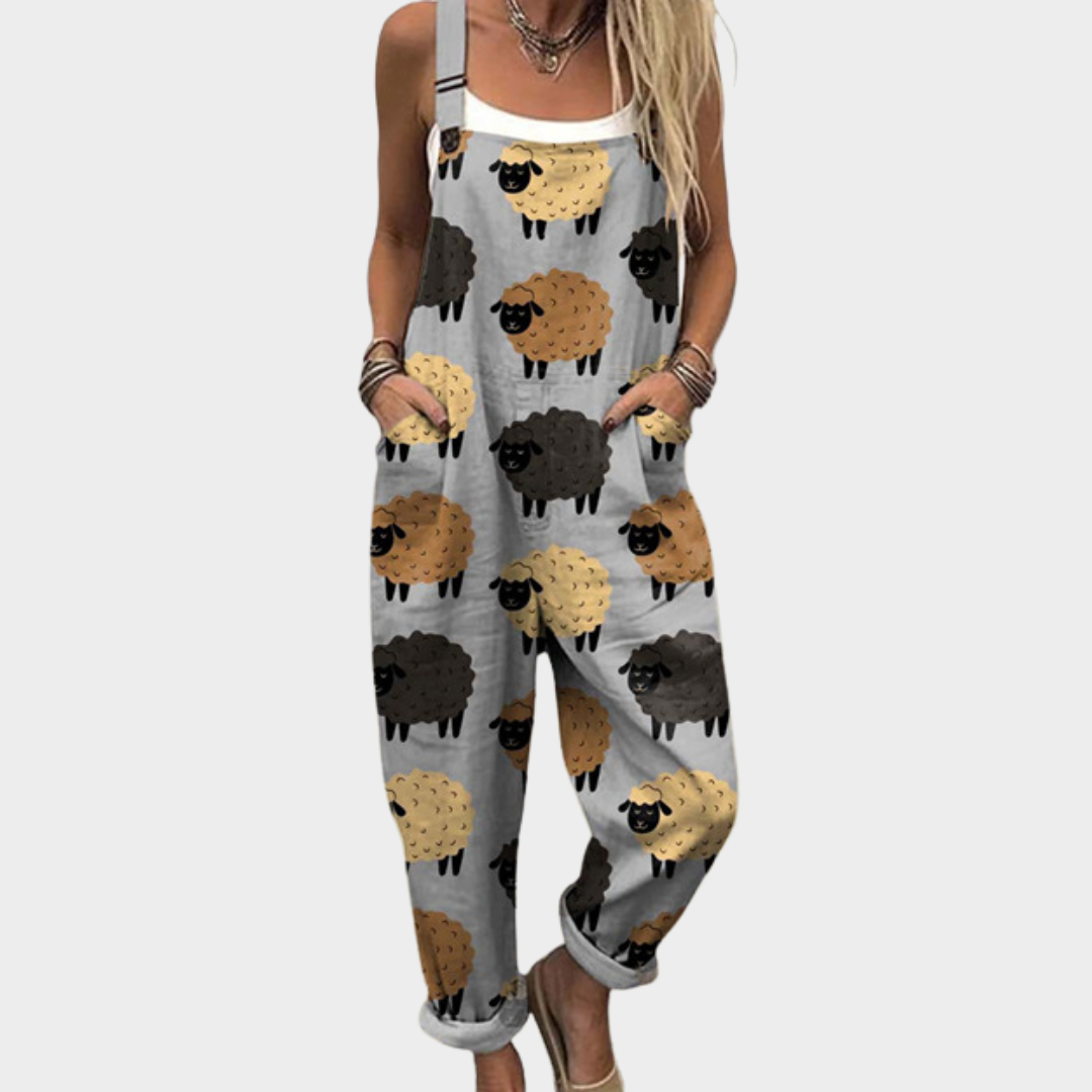 Amandine | Soft Rustic Sheep-Print Jumpsuit