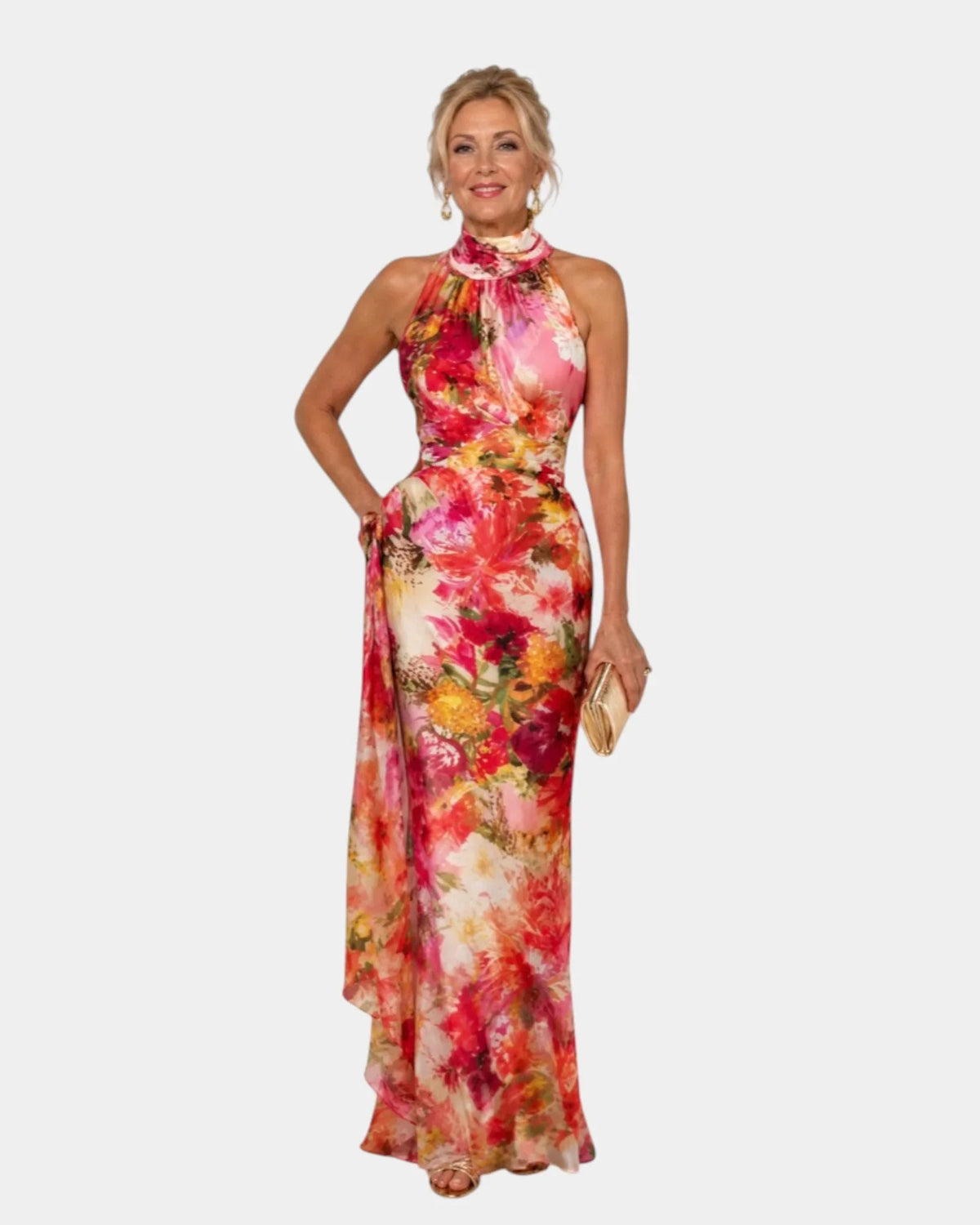 Cyanelle | Floral halter-neck maxi dress