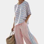 Floral | Elegant blue and soft trousers