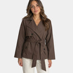 Lysianne | Manteau trench marron à double boutonnage