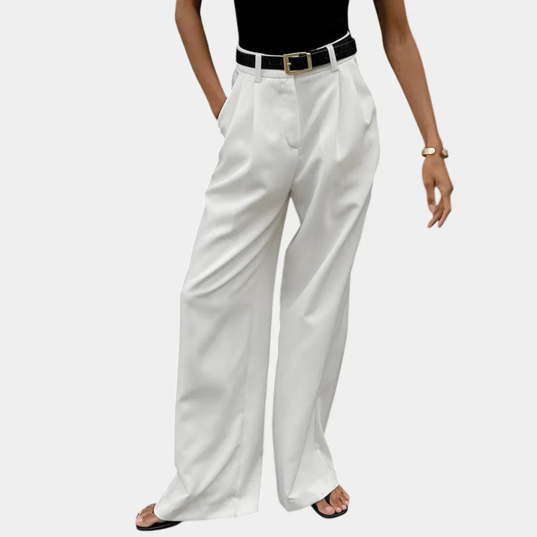 Flore | Solid Wide Leg Trousers Without Belt