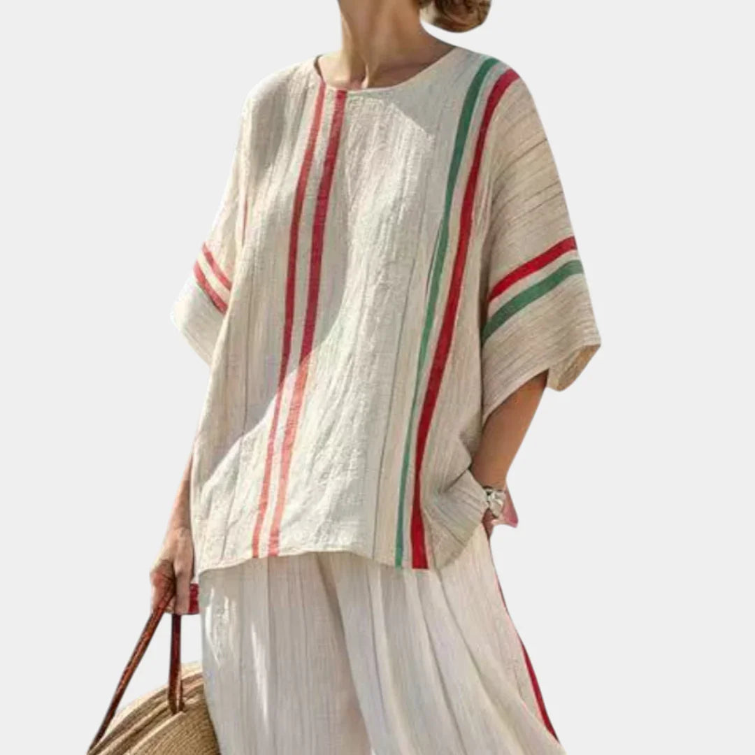 Noemi | Boho print blouse and comfortable wide-leg trousers