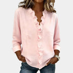 Flavie | Blouse with a V-neck and delicate ruffles