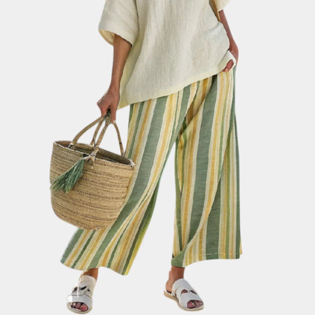 Caterina | Sophisticated Top and Striped Trousers