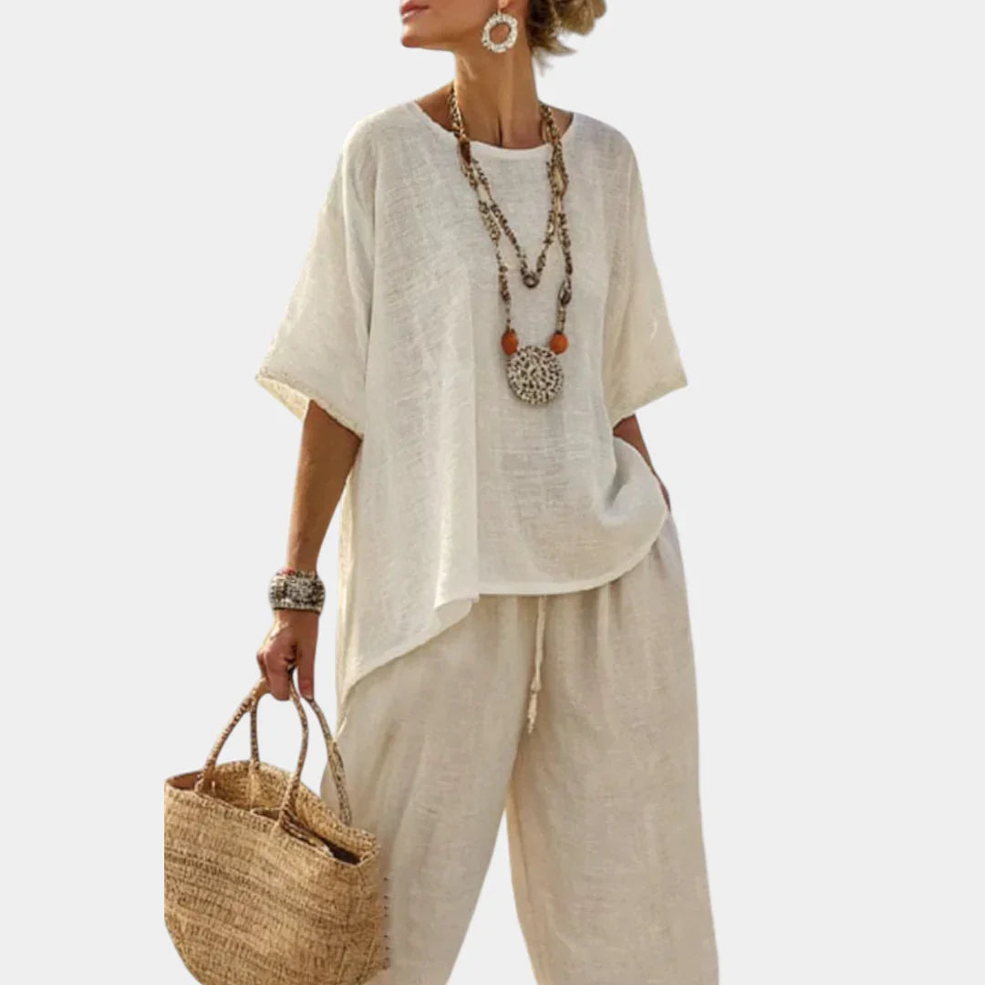 Beatrice | Comfortable essential top and wide-leg trousers