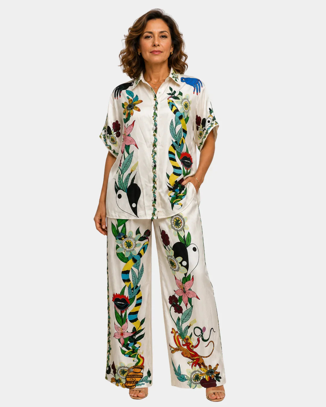 Anastaise | Satin-effect shirt and trousers set
