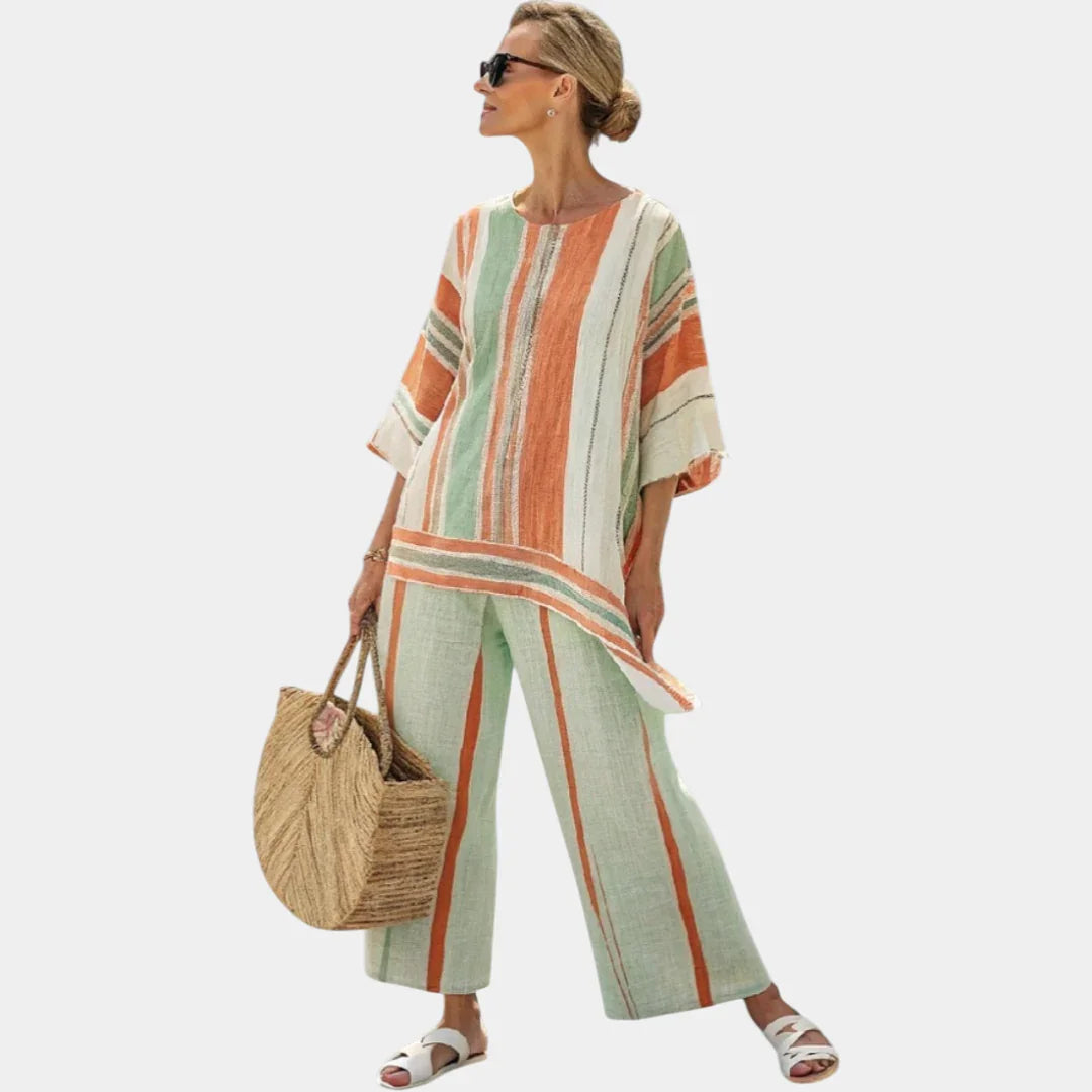 Elisabetta | Elegant Asymmetrical Top and Wide-Leg Trousers