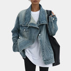 Lucie – Vintage Washed Stand-Up Collar Jacket