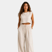 Cream White Ribbed Set