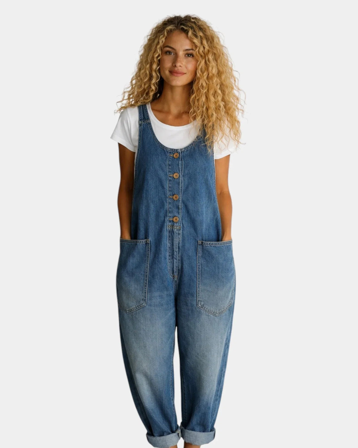 Lorena | Vintage washed cotton denim overalls