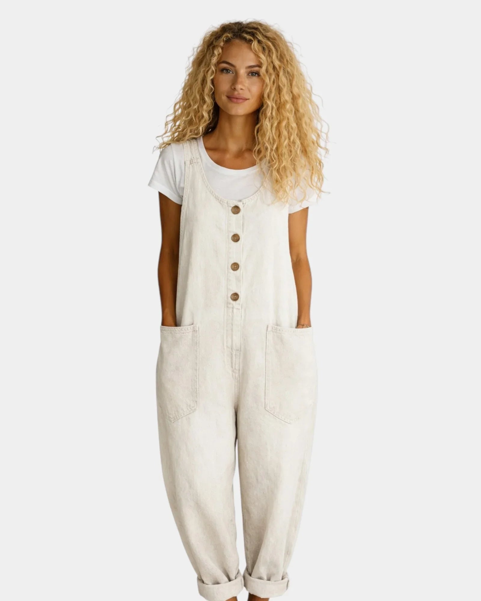 Lorena | Vintage washed cotton denim overalls