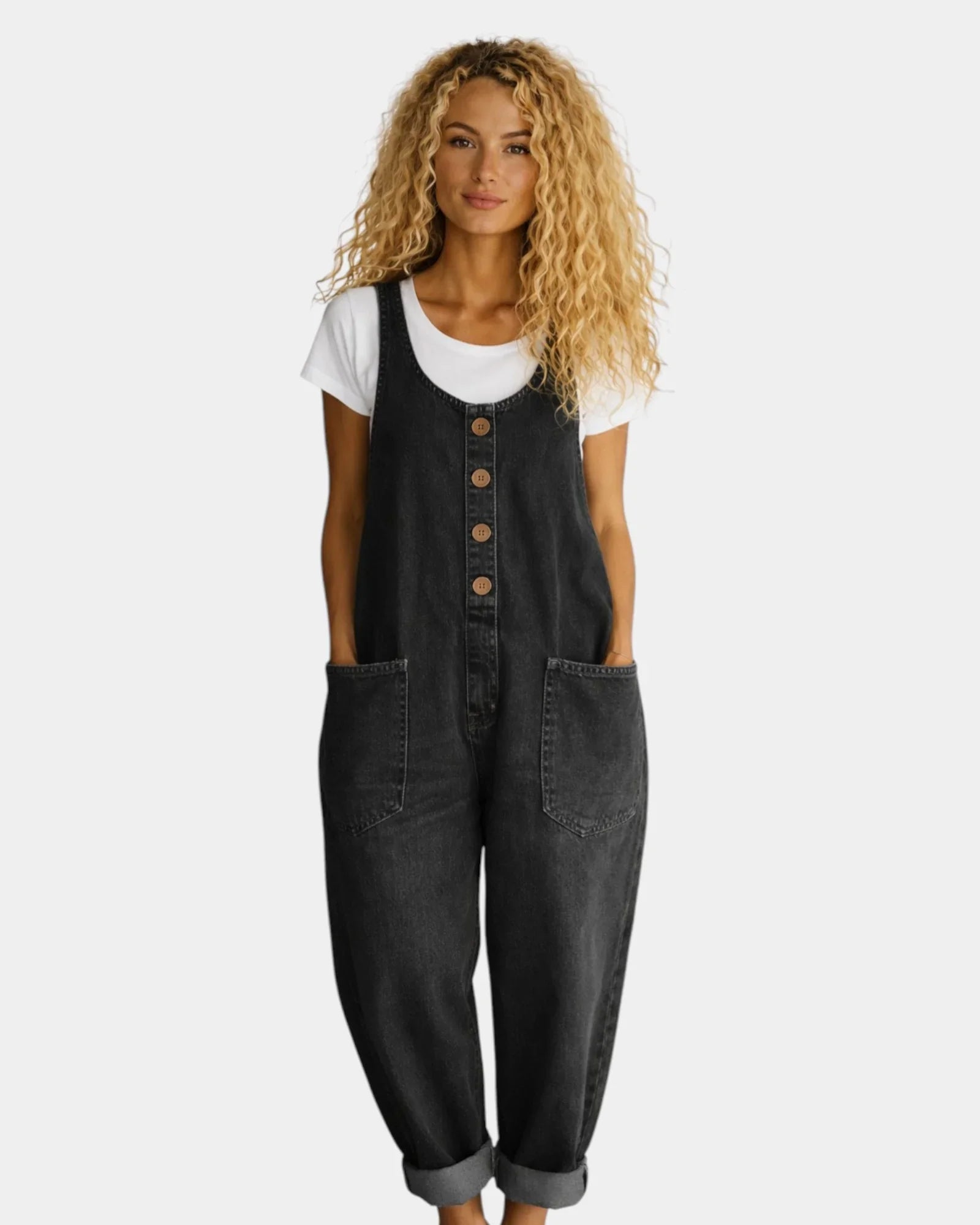 Lorena | Vintage washed cotton denim overalls