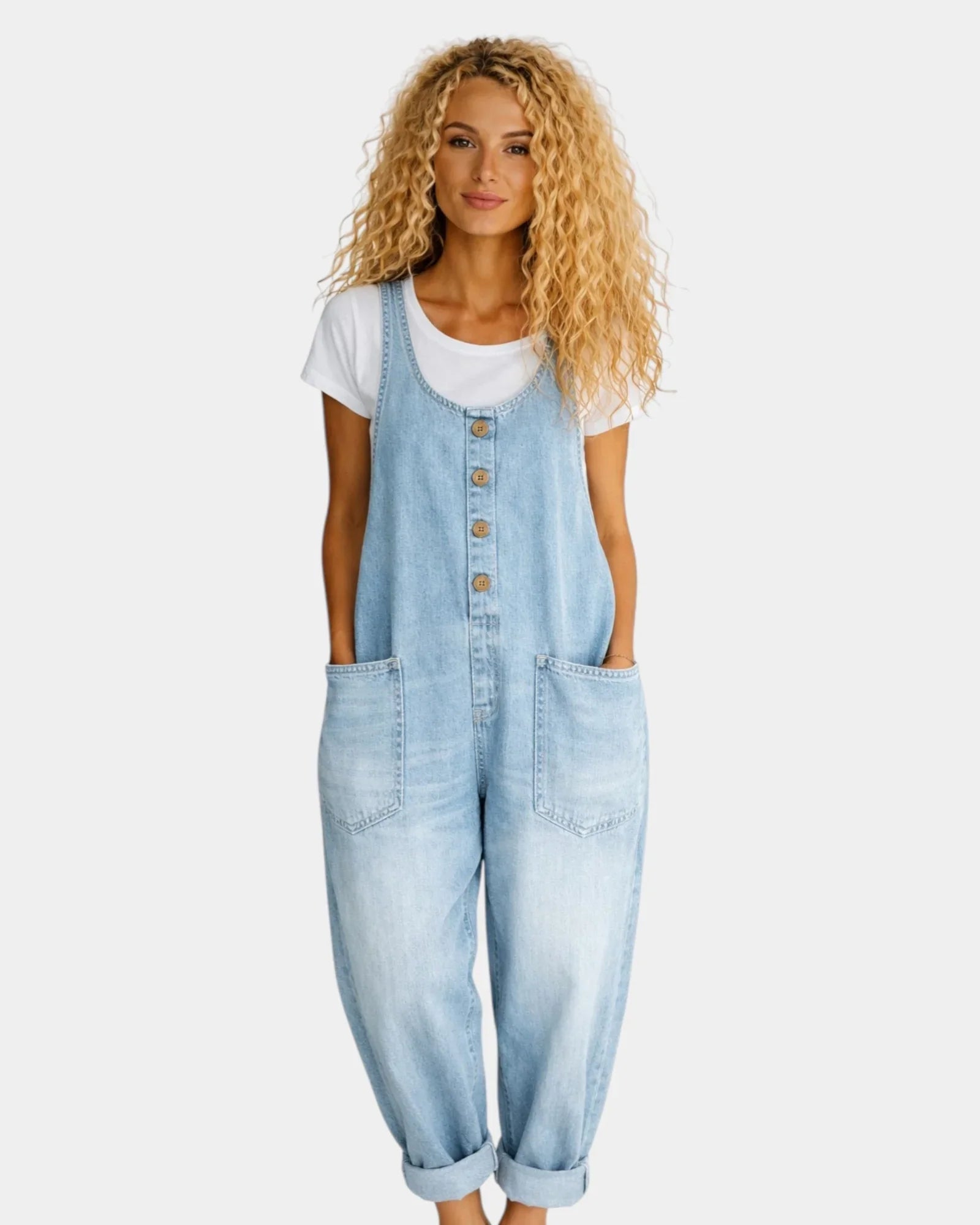 Lorena | Vintage washed cotton denim overalls