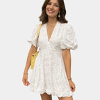 Anastasie | Embroidered Mini Dress with Ruffled Sleeves