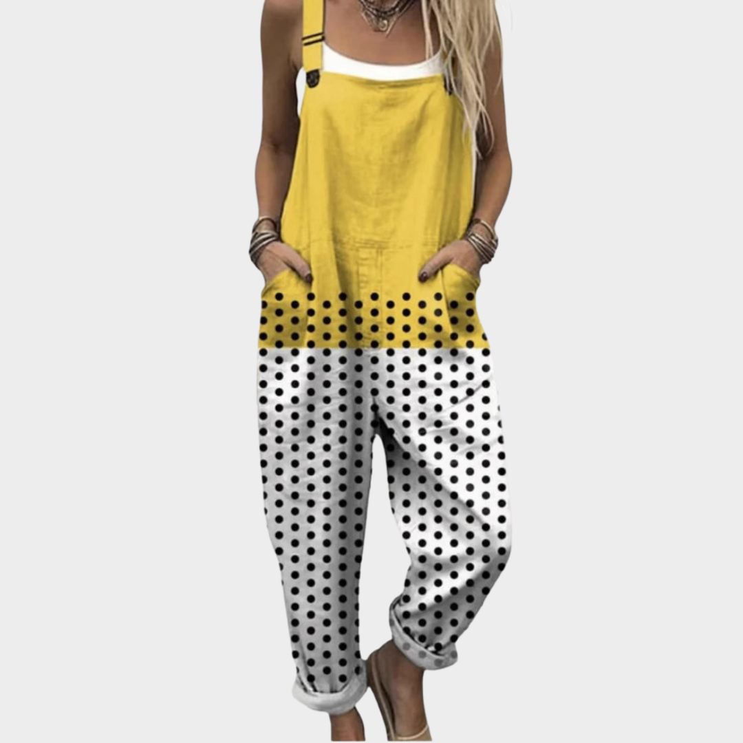Victoire | Graphic Contrast Polka-Dot Jumpsuit
