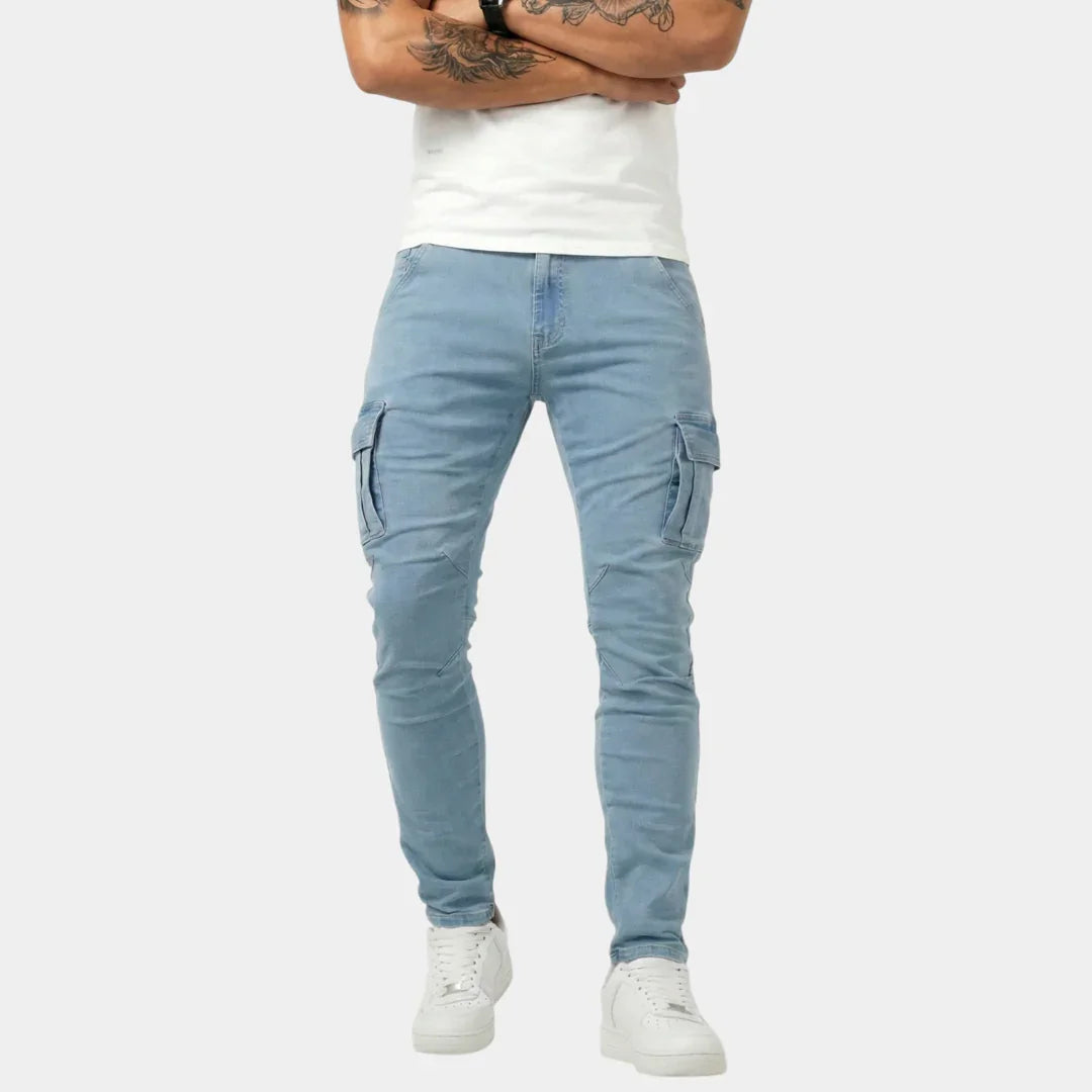 Denim | Elastic Cargo Trousers