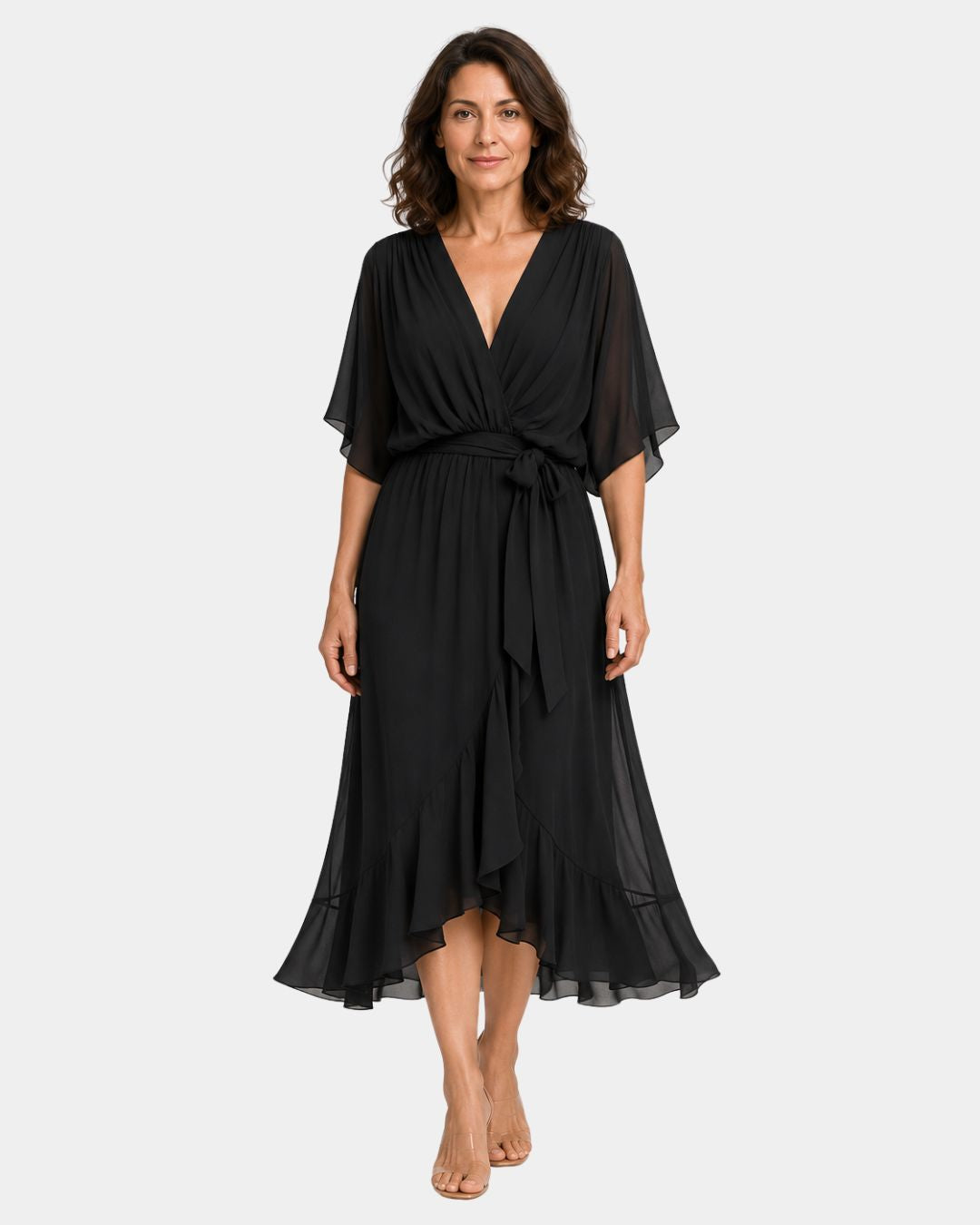 Carmen | Chiffon Dress with V-Neck