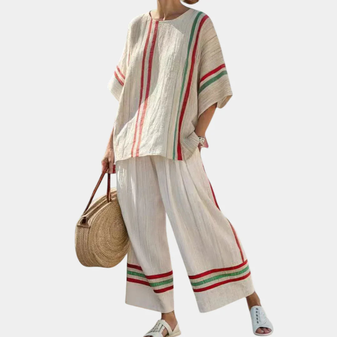 Noemi | Boho print blouse and comfortable wide-leg trousers