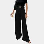 Flore | Solid Wide Leg Trousers Without Belt