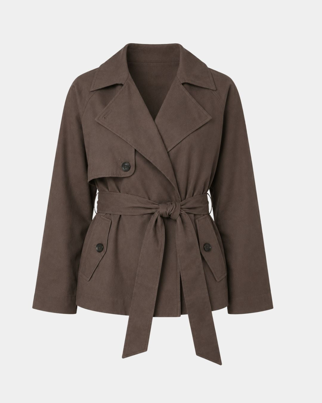 Lysianne | Manteau trench marron à double boutonnage