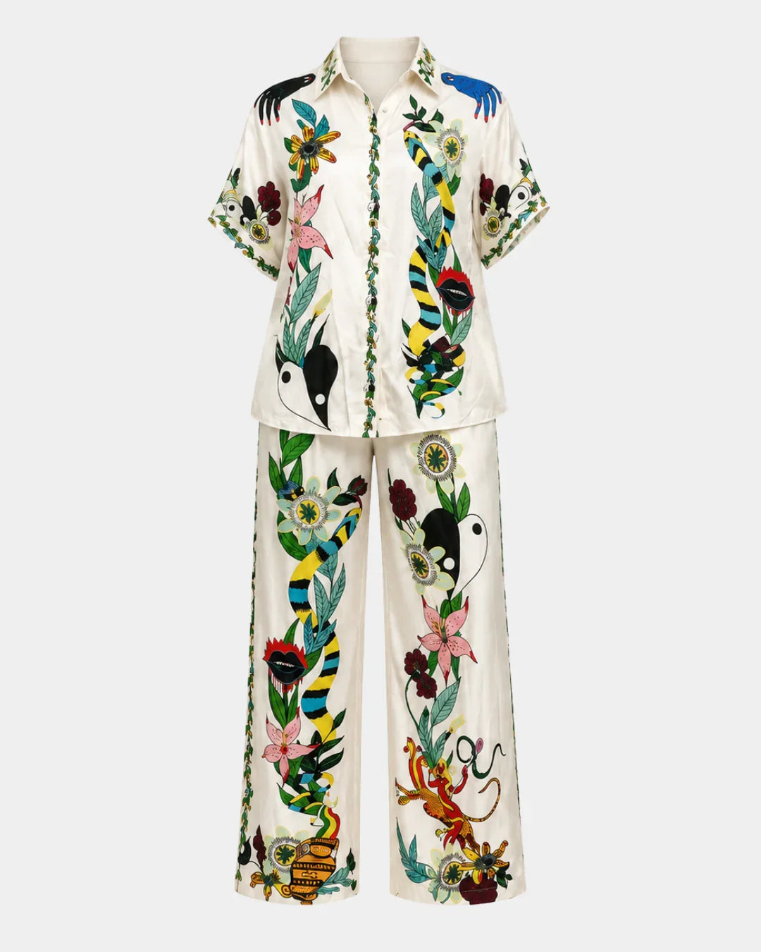 Anastaise | Satin-effect shirt and trousers set