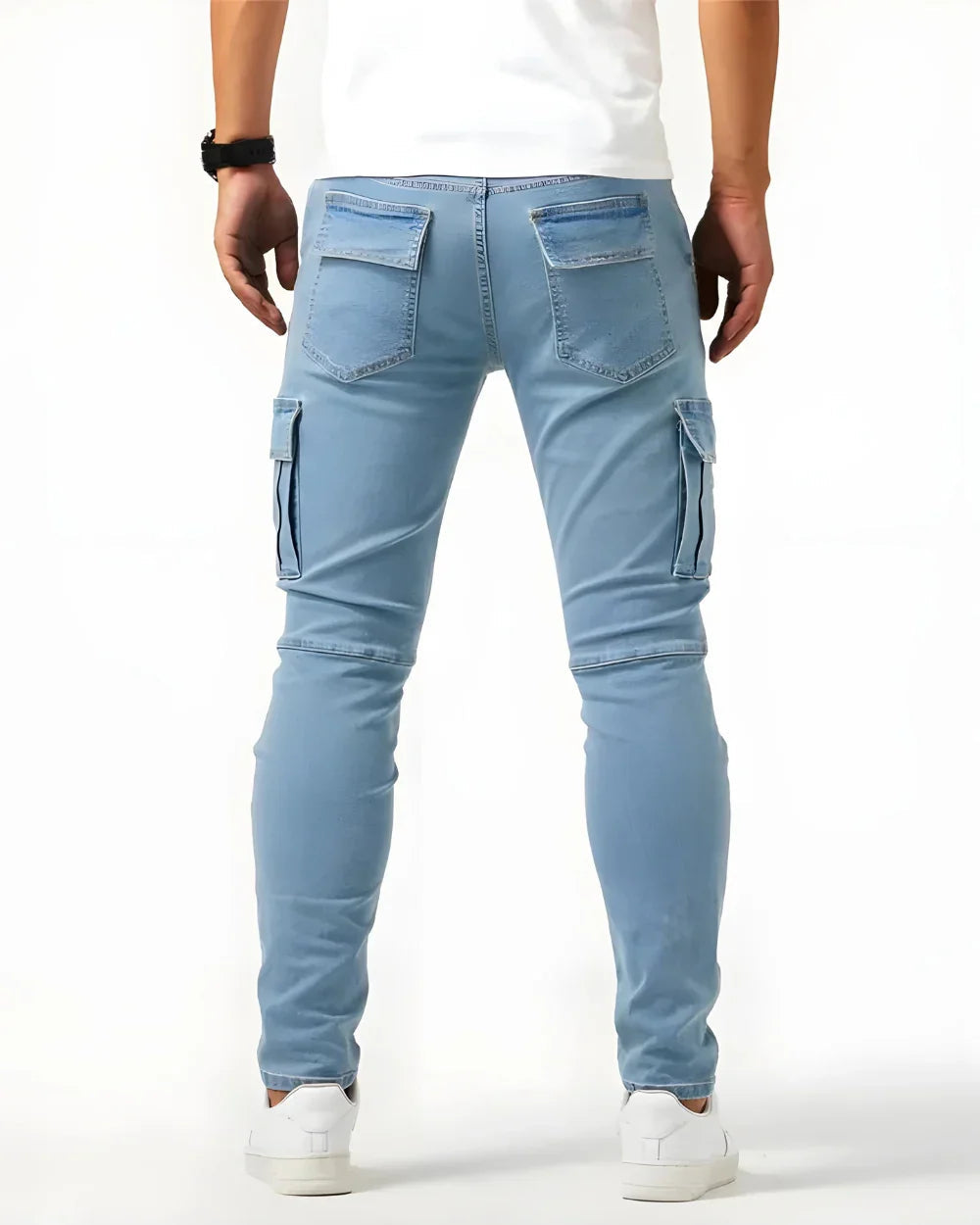 Denim | Elastic Cargo Trousers