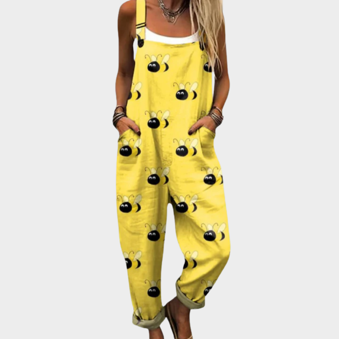 Solène | Cheerful Sunlit Bee-Print Jumpsuit