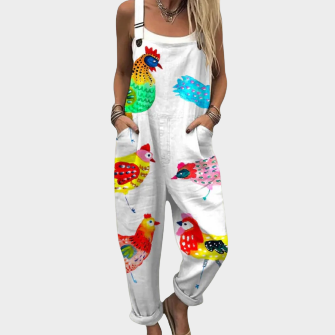Rosalie | Vibrant Artistic Bird-Print Jumpsuit