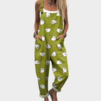 Élodie | Playful Hen-Print Jumpsuit
