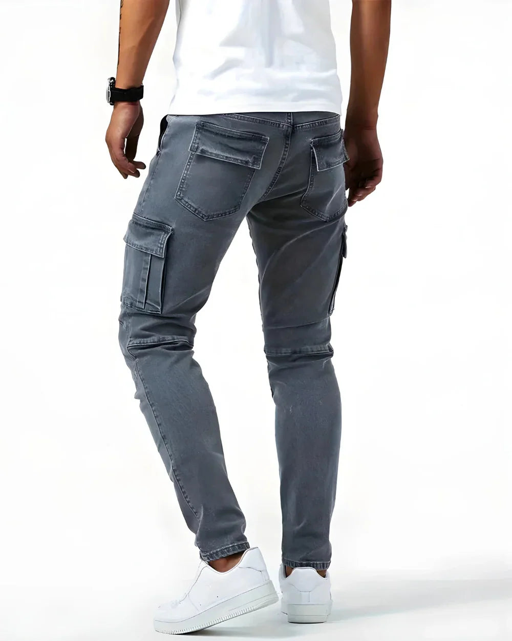 Denim | Elastic Cargo Trousers