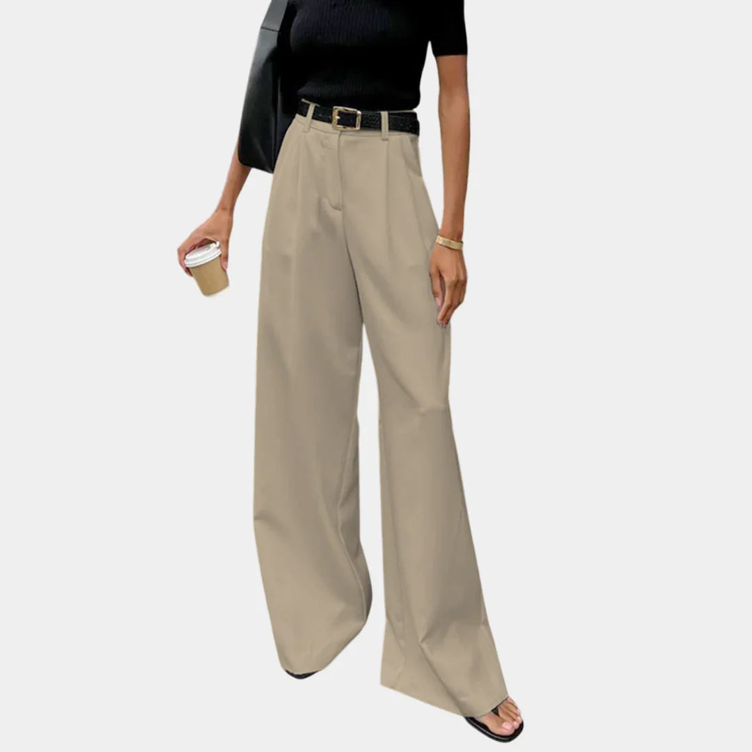 Flore | Solid Wide Leg Trousers Without Belt