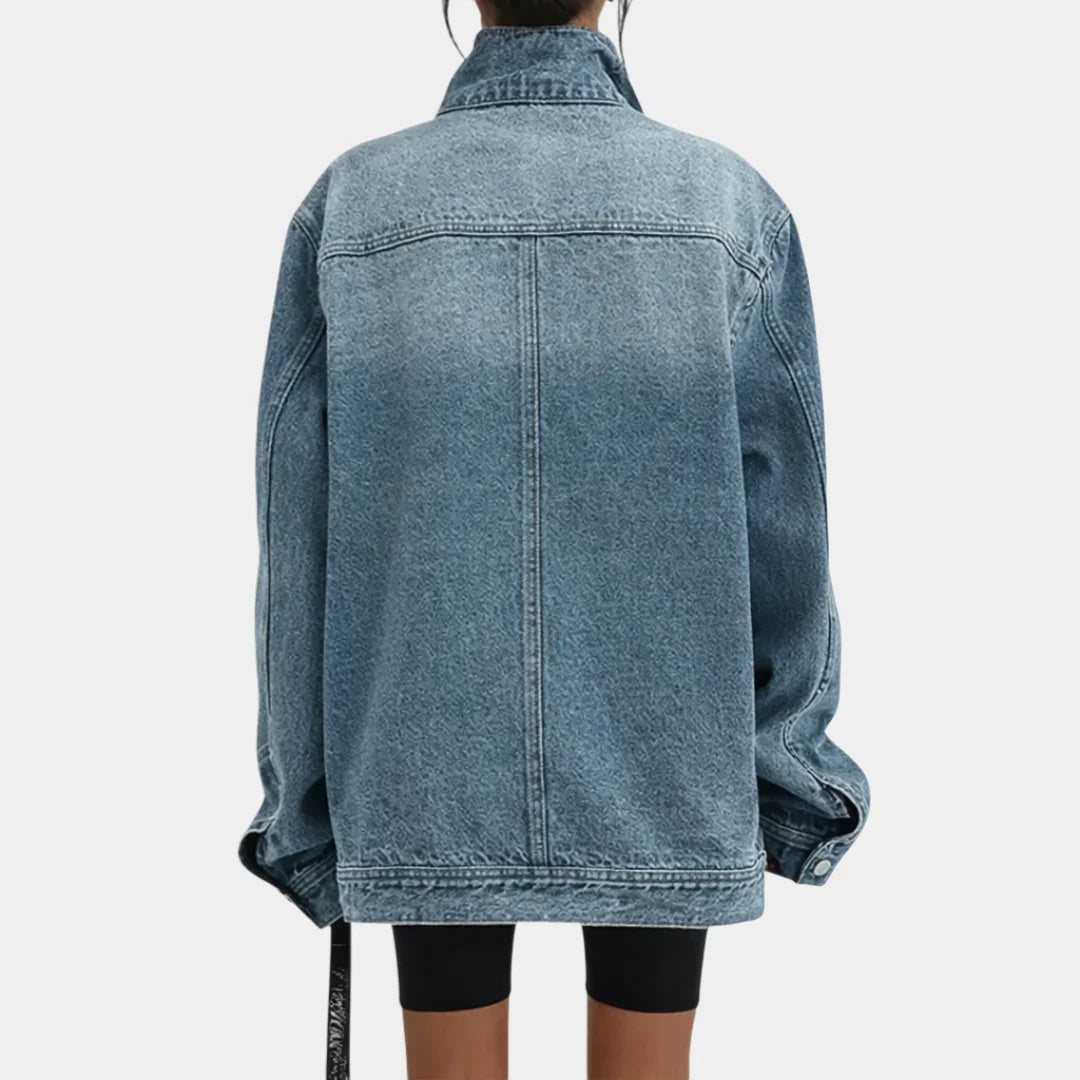 Lucie – Vintage Washed Stand-Up Collar Jacket