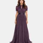 Tiphaine | Dress with a low neckline and chiffon lace trim