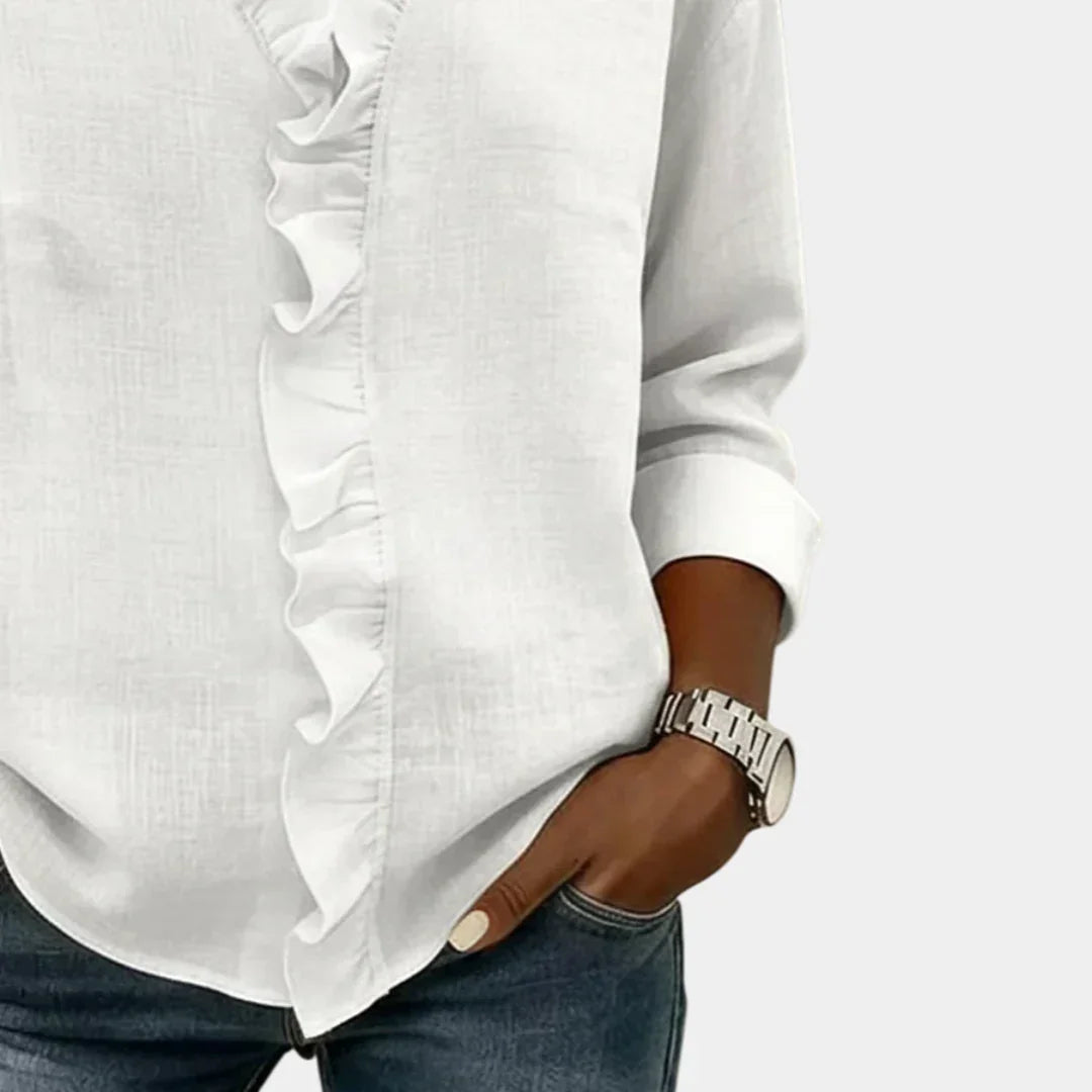 Flavie | Blouse with a V-neck and delicate ruffles