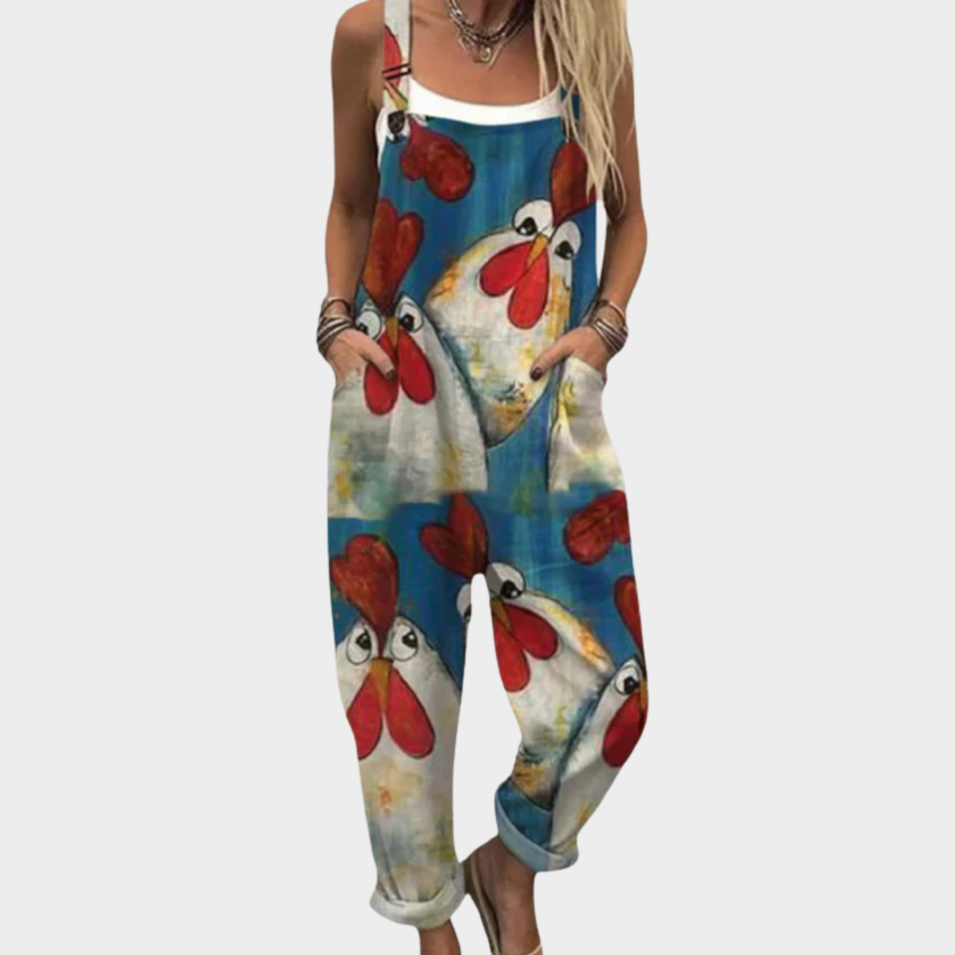Marie | Vibrant Bohemian Poppy-Print Jumpsuit