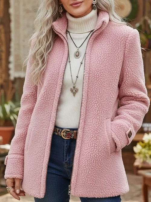 Annelies | Soft mid-length coat with zip closure