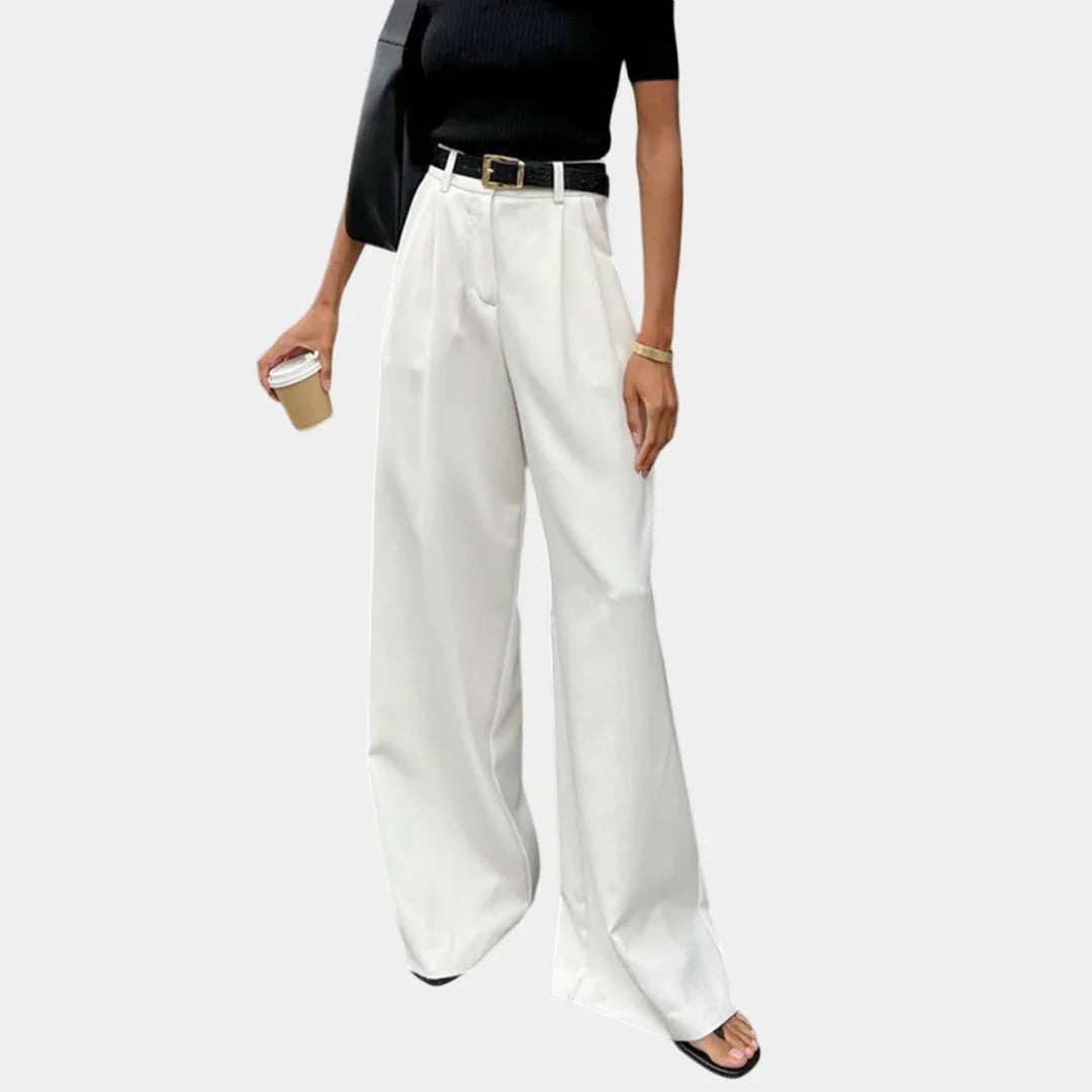 Flore | Solid Wide Leg Trousers Without Belt